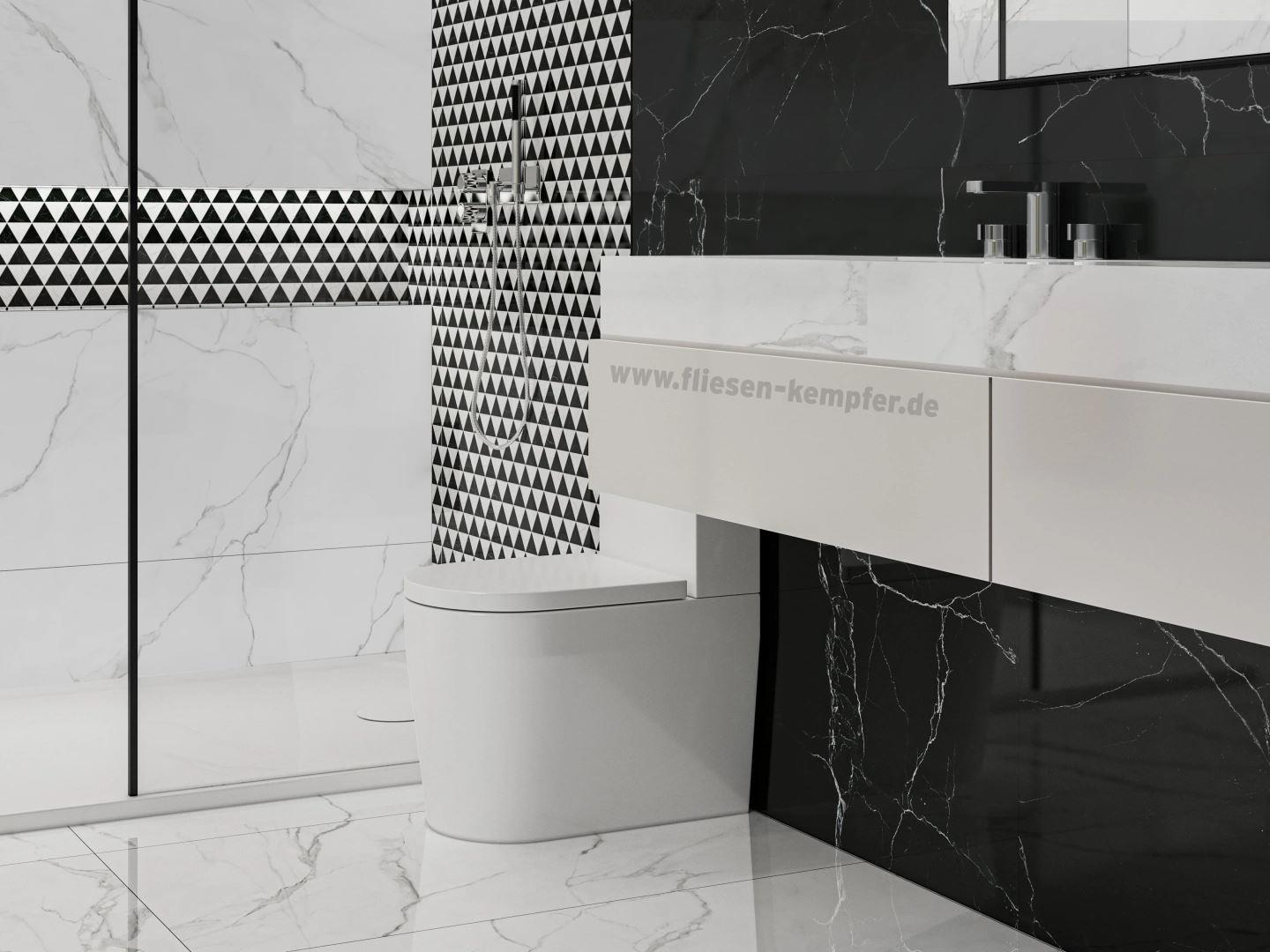 Fliese Marmor Schwarz poliert 120 x 120 cm