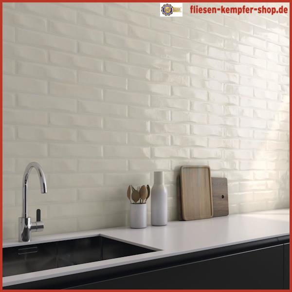 Wandfliese Soko avorio glänzend 7,5 x 30 cm