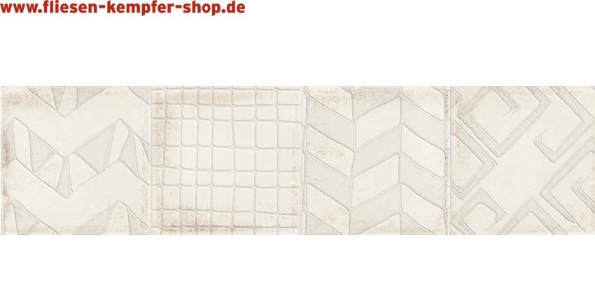Dekor-Wandfliese Alchimira ivory uni glänzend 7,5x30 cm, Retro / Vintage