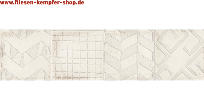 Dekor-Wandfliese Alchimira ivory uni glänzend 7,5x30 cm, Retro / Vintage
