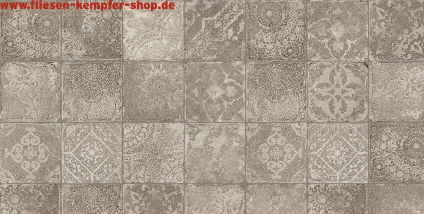 Dekorfliese Pompei Mix Grau 20x20 cm, Wandfliese / Bodenfliese