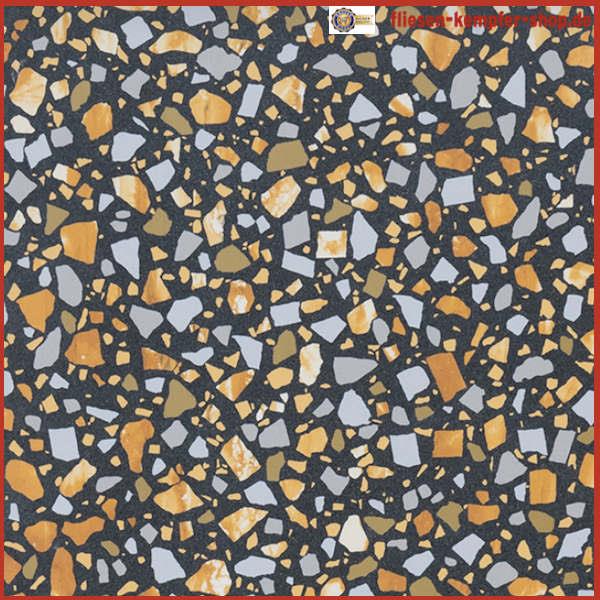 Fliese Terrazzo gold-schwarz 60 x 60 cm