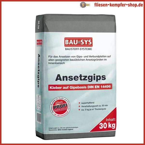 Ansetzgips, 30 kg für Trockenbauplatten