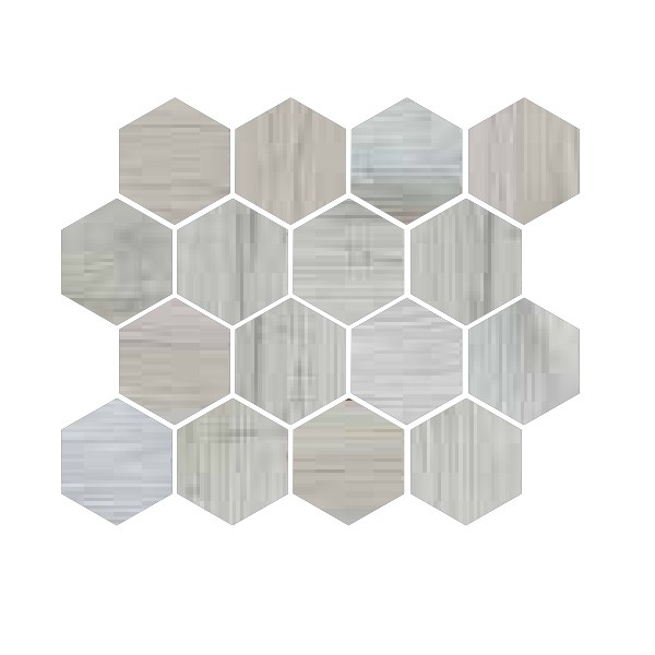 Mosaik Edelwood 6-Eck Birke 25 x 30 cm