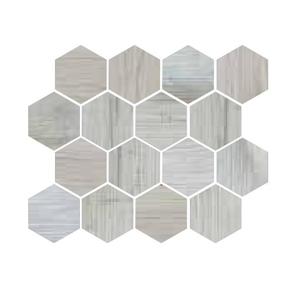 Mosaik Edelwood 6-Eck Birke 25 x 30 cm