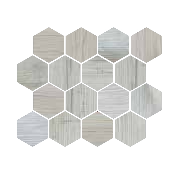 Mosaik Edelwood 6-Eck Birke 25 x 30 cm