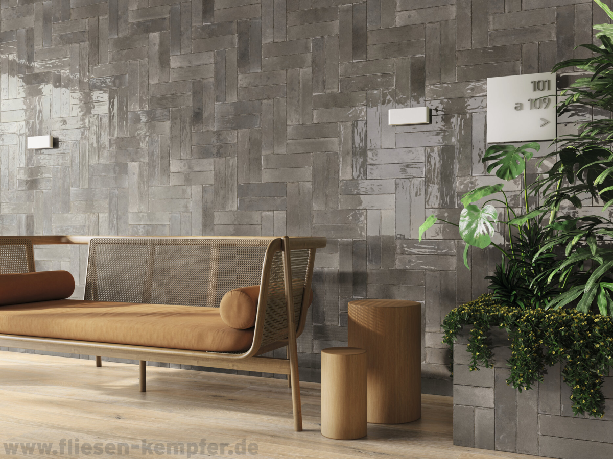 Wandfliese Klara blei glänzend 7,5 x 30 cm