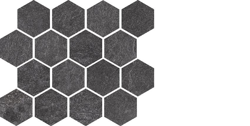 Mosaik Catania schwarz 6-Eck 25x30 cm, Boden / Wand