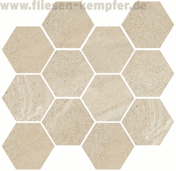 Mosaik Drahir beige natur 6-Eck / 26x28 cm Netz