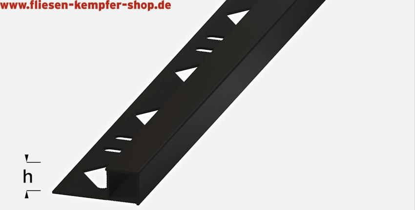 Quadrat-Profil Schwarzmatt 8  mm, 2,5 m, Aluminium pulverbeschichtet