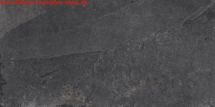 Fliese Catania schwarz natur 60x60 cm, Bodenfliese / Wandfliese