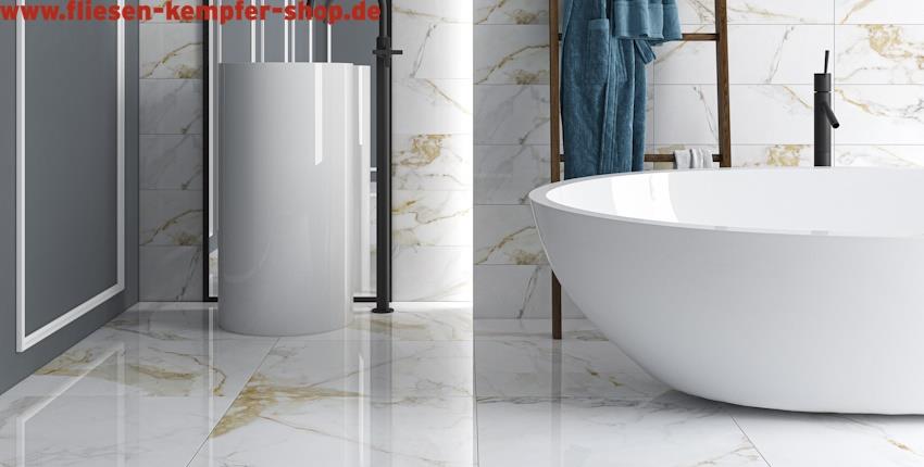 Fliese Mash Gold 90x90 cm Hochglanz poliert Bodenfliese / Wandfliese