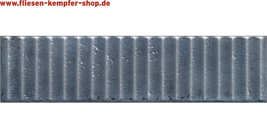 Dekor-Wandfliese Mussaka blau Relief 7,5x30 cm, Retro / Vintage
