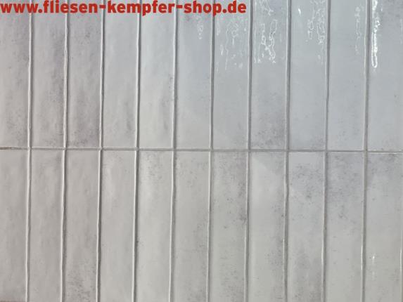 Wandfliese Kalume weiß glänzend 5x25 cm, Retro / Vintage