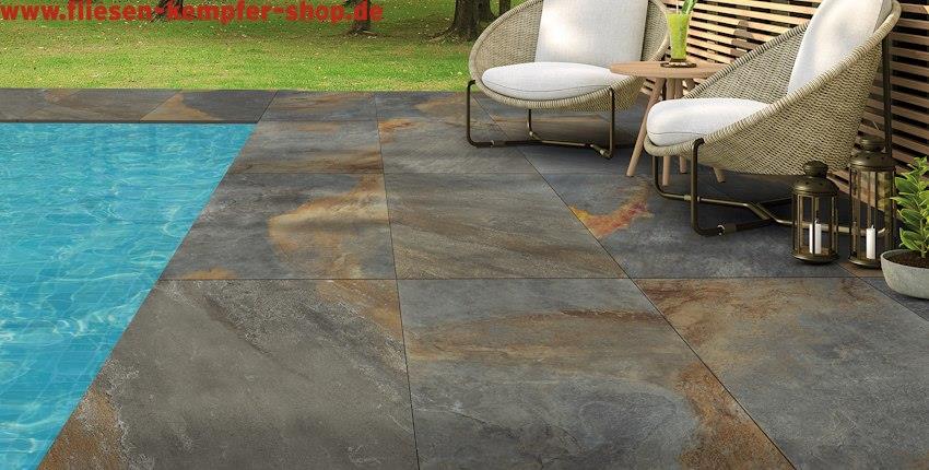 Terrassenfliesen Pennylane rostbraun 60x60x2 cm, Outside-834