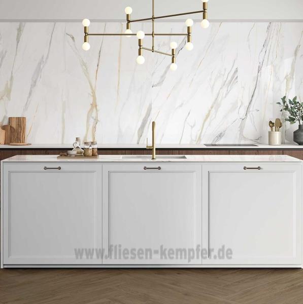 XXL-Fliese Marmor grau-beige Hochglanz 120 x 260 cm