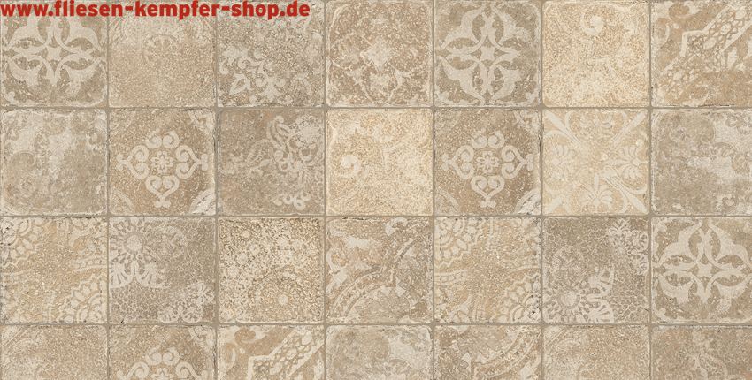 Dekorfliese Pompei Mix Creme 20x20 cm, Wandfliese / Bodenfliese