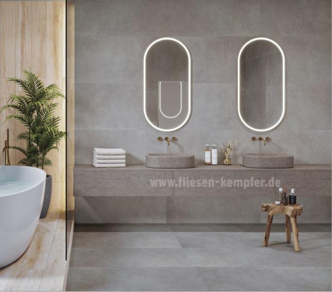 Fliese Louisa grau matt 60 x 120 cm